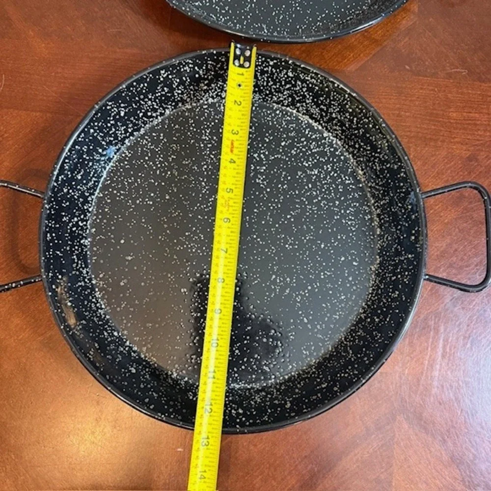 Set of 2 Black Enamel Steel Pans 13.5